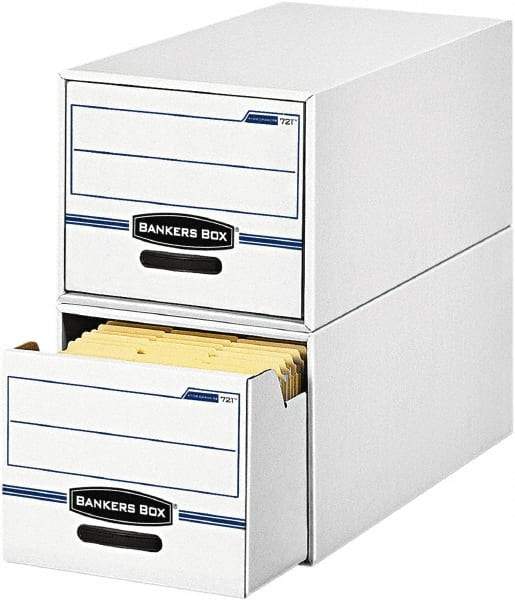BANKERS BOX - 1 Compartment, 12 Inch Wide x 23 Inch Deep x 10 Inch High, File Storage Box - Corrugated, White and Blue - Industrial Tool & Supply