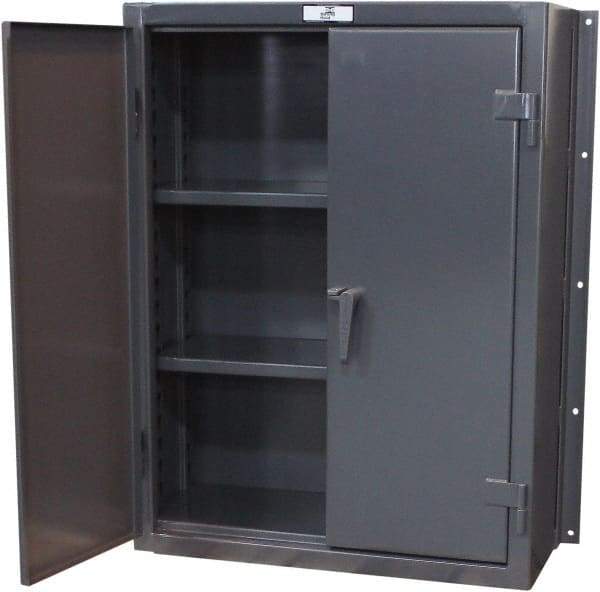 Strong Hold - 2 Shelf Wall Storage Cabinet - Steel, 36" Wide x 14" Deep x 48" High, Dark Gray - Industrial Tool & Supply