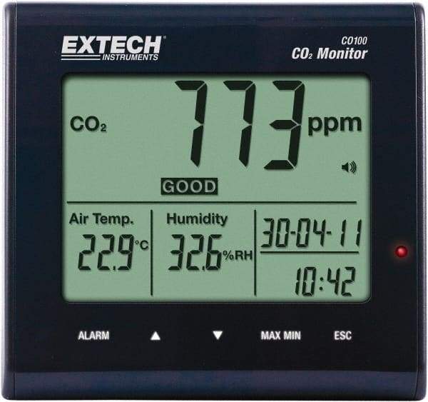 Extech - 23 to 122°F, 0 to 99.9% Humidity Range, Air Quality Monitor - Industrial Tool & Supply
