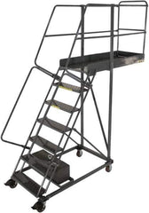 Ballymore - 102" 6 Step Cantilever Ladder - Rolling Work Platform, 300 Lb Capacity, 60" Platform Height, 32" Base Width x 46" Base Depth, Perforated Tread - Industrial Tool & Supply