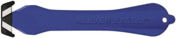 Klever Innovations - Fixed Safety Cutter - 1-1/4" Carbon Steel Blade, Blue Plastic Handle, 1 Blade Included - Industrial Tool & Supply