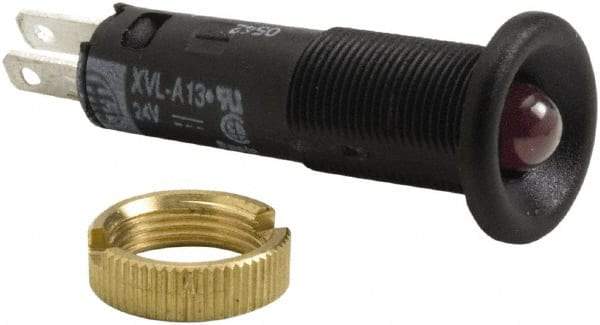 Schneider Electric - 24 V Red Lens LED Pilot Light - Quick Connect Tag Connector, 12mm Wide - Industrial Tool & Supply