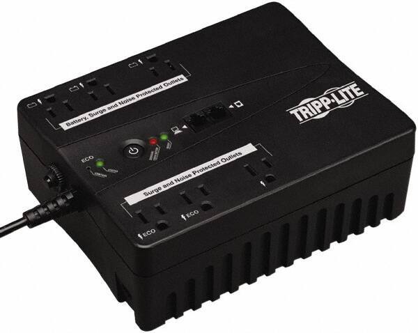 Tripp-Lite - 15 Amp, 350 VA, Flat Pack Mount Standby Backup Uninterruptible Power Supply - Backup 3.1 min with Full Load & 12 min with Half Load, 120 VAC Input & Output, 180 Watt Output, 1 Phases, 6 Outlets - Industrial Tool & Supply