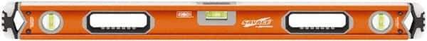 SAVAGE by SWANSON - 32" Long 3 Vial Box Beam Level - Aluminum, Orange - Industrial Tool & Supply