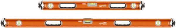 SAVAGE by SWANSON - 32" & 54" Long 3 Vial Box Beam Level - Aluminum, Orange - Industrial Tool & Supply