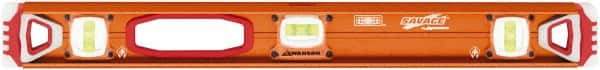 SAVAGE by SWANSON - Magnetic 24" Long 3 Vial I-Beam Level - Aluminum, Orange - Industrial Tool & Supply