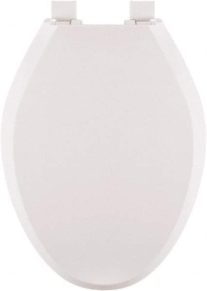 CENTOCO - 18.6 Inch Long, 1-3/4 Inch Inside Width, Polypropylene, Elongated, Closed Front with Cover, Toilet Seat - 14 Inch Outside Width, Residential Installation, White - Industrial Tool & Supply