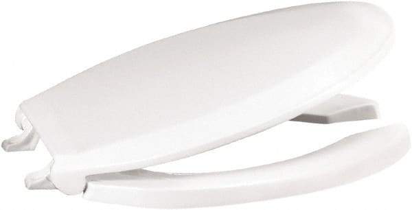 CENTOCO - 18.9 Inch Long, 2 Inch Inside Width, Polypropylene, Elongated, Open Front with Cover, Toilet Seat - 14 Inch Outside Width, Residential, Commercial, Health Care, Industrial, Institutional Installation, White - Industrial Tool & Supply