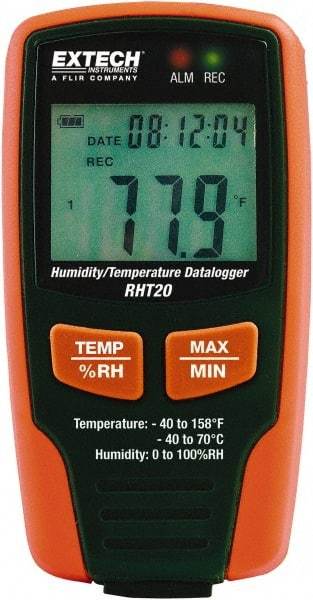 Extech - -40 to 158°F, 0 to 100% Humidity Range, Temp Recorder - Industrial Tool & Supply