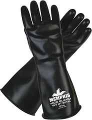 MCR Safety - Size S (7), 14" Long, 25 mil Thick, Butyl Chemical Resistant Gloves - Smooth Finish, Black - Industrial Tool & Supply