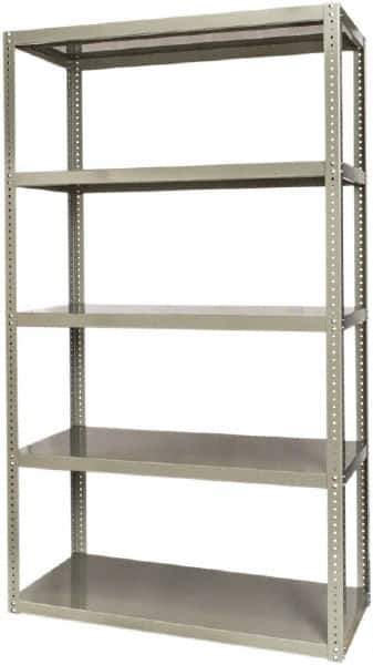 Hallowell - 5 Shelf Starter High-Capacity Open Steel Shelving - 2,500 Lb Capacity, 48" Wide x 84" High x 24" Deep, Gray - Industrial Tool & Supply