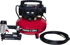 Porter-Cable - 0.80 HP, 2.6 SCFM at 90 psi CFM Pancake Nailer Combo Kit - 6 Gallon Tank, 10 Amp, 150 Max psi, 120V - Industrial Tool & Supply