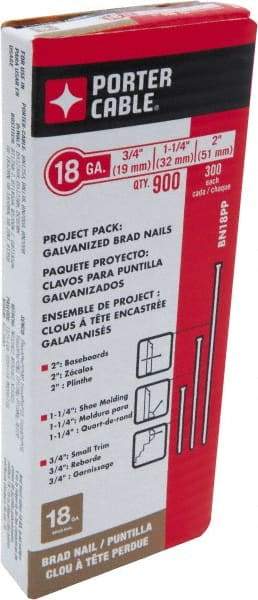 Porter-Cable - 18 Gauge 2" Long Brad Nails for Power Nailers - Steel, Galvanized Finish, Smooth Shank, Straight Stick Collation, Brad Head, Chisel Point - Industrial Tool & Supply