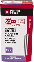 Porter-Cable - 23 Gauge 1-1/4" Long Pin Nails for Power Nailers - Steel, Galvanized Finish, Smooth Shank, Straight Stick Collation, Chisel Point - Industrial Tool & Supply