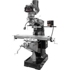 Jet - 9" Table Width x 49" Table Length, Variable Speed Pulley Control, 3 Phase Knee Milling Machine - R8 Spindle Taper, 3 hp - Industrial Tool & Supply