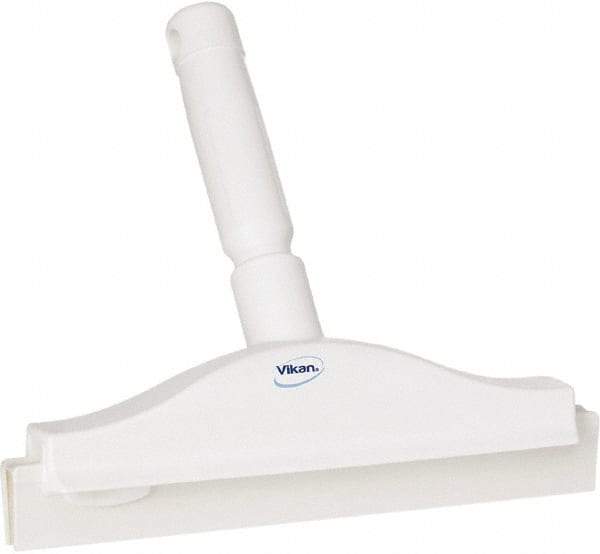 Vikan - 10" Rubber Blade Floor Squeegee - Double Edge, White, Plastic Holder - Industrial Tool & Supply