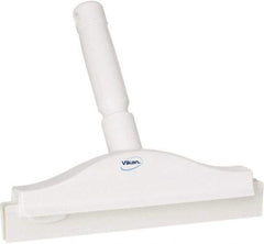 Vikan - 10" Rubber Blade Floor Squeegee - Double Edge, White, Plastic Holder - Industrial Tool & Supply