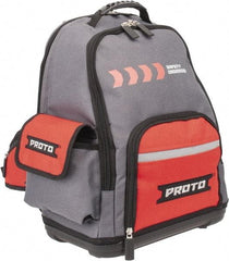 Proto - 22 Pocket Gray & Red Polyester Backpack Tool Bag - 14" Wide x 10" Deep x 18" High - Industrial Tool & Supply