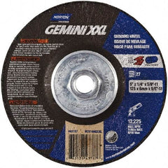 Norton - 24 Grit, 5" Wheel Diam, 1/4" Wheel Thickness, Type 27 Depressed Center Wheel - Aluminum Oxide, 8,600 Max RPM - Industrial Tool & Supply