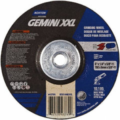 Norton - 24 Grit, 6" Wheel Diam, 1/4" Wheel Thickness, Type 27 Depressed Center Wheel - Aluminum Oxide, 13,580 Max RPM - Industrial Tool & Supply