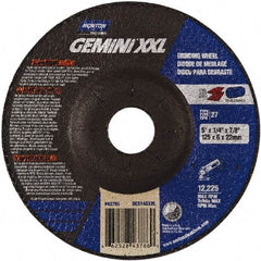 Norton - 24 Grit, 5" Wheel Diam, 1/4" Wheel Thickness, 7/8" Arbor Hole, Type 27 Depressed Center Wheel - Aluminum Oxide, 10,185 Max RPM - Industrial Tool & Supply