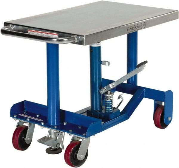 Vestil - 1,000 Lb Capacity Manual Post Lift Table - 25" to 37" Lift Height, 30" Platform Length x 20" Platform Width - Industrial Tool & Supply