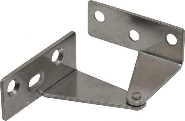 Sugatsune - 1-11/32" Long x 1-37/64" Wide x 1-1/2" Thick, Plain 430 Stainless Steel, Right Hand Overlay Door Pivot Hinge - 3" Pin Diam, 6 Holes, 1 Knuckle, 3.9 Lb Capacity, 18" Leaf Height - Industrial Tool & Supply