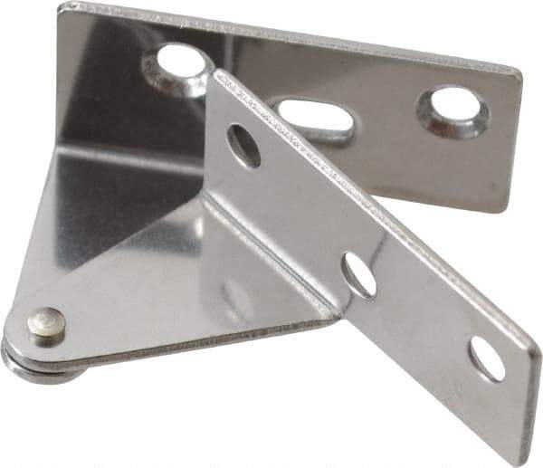 Sugatsune - 1-7/64" Long x 1-37/64" Wide x 1-1/2" Thick, Plain 430 Stainless Steel, Left Hand Overlay Door Pivot Hinge - 3" Pin Diam, 6 Holes, 1 Knuckle, 3.9 Lb Capacity, 18" Leaf Height - Industrial Tool & Supply