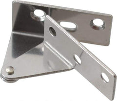 Sugatsune - 1-7/64" Long x 1-37/64" Wide x 1-1/2" Thick, Plain 430 Stainless Steel, Left Hand Overlay Door Pivot Hinge - 3" Pin Diam, 6 Holes, 1 Knuckle, 3.9 Lb Capacity, 18" Leaf Height - Industrial Tool & Supply