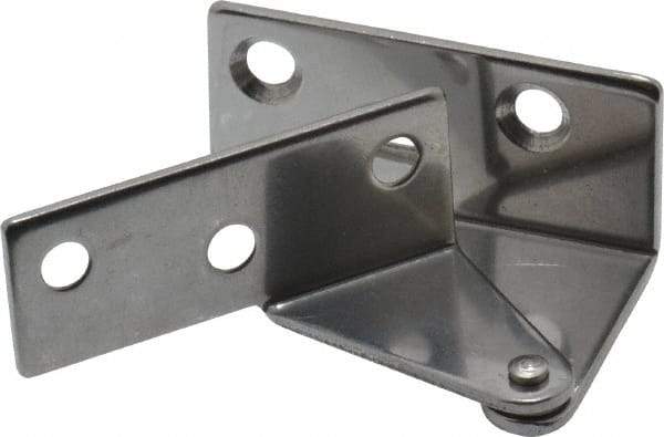 Sugatsune - 1-7/64" Long x 1-37/64" Wide x 1-1/2" Thick, Plain 430 Stainless Steel, Right Hand Overlay Door Pivot Hinge - 3" Pin Diam, 6 Holes, 1 Knuckle, 3.9 Lb Capacity, 18" Leaf Height - Industrial Tool & Supply