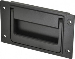 Sugatsune - 148mm Wide Plate x 3-35/64" High Plate, Zinc Alloy,Steel & Synthetic Rubber Trunk Handle - 120mm Wide x 3-5/32" High, Zinc Finish, 4 Holes - Industrial Tool & Supply