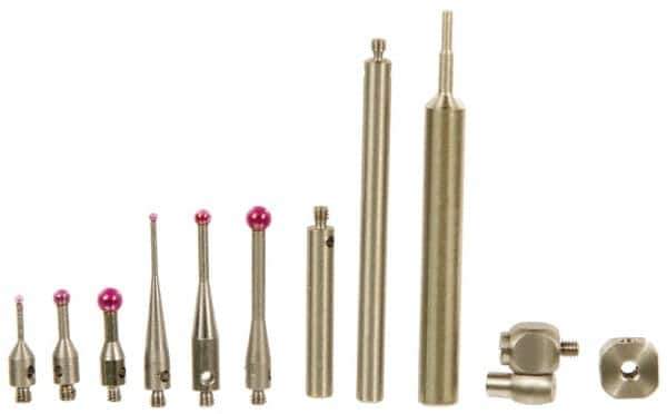 SPI - 11 Piece, CMM Stylus Kit - Include 2 Stylus Extensions, 6 Ruby Ball Stylus, 8mm Swivel, Cross Head, Custom Fit Case, Stylus Wrench - Industrial Tool & Supply