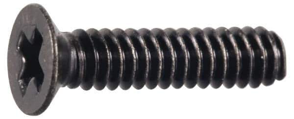 Made in USA - #4-40 UNC, 5/8" OAL Phillips Drive Machine Screw - Flat Head, Grade 300 Stainless Steel, Black Oxide Finish, Without Washer - Industrial Tool & Supply