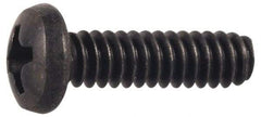 Made in USA - #2-56 UNC, 1/2" Length Under Head Phillips Drive Machine Screw - Pan Head, Grade 300 Stainless Steel, Black Oxide Finish, Without Washer - Industrial Tool & Supply