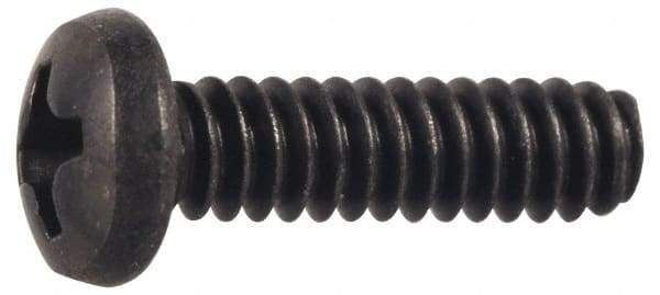 Made in USA - #10-32 UNF, 7/8" Length Under Head Phillips Drive Machine Screw - Pan Head, Grade 300 Stainless Steel, Black Oxide Finish, Without Washer - Industrial Tool & Supply