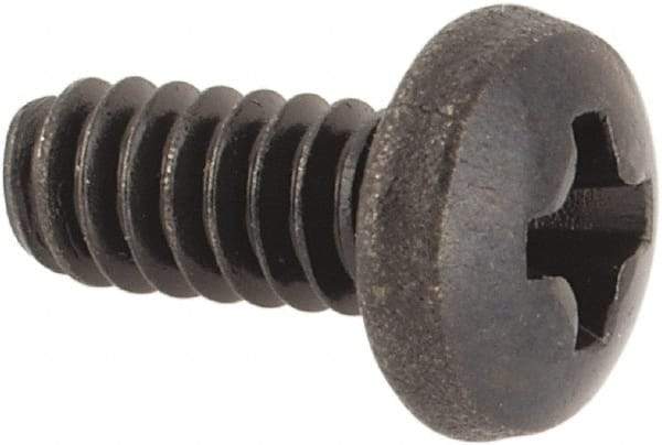 Made in USA - #4-40 UNC, 1/4" Length Under Head Phillips Drive Machine Screw - Pan Head, Grade 300 Stainless Steel, Black Oxide Finish, Without Washer - Industrial Tool & Supply
