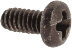 Made in USA - #2-56 UNC, 3/16" Length Under Head Phillips Drive Machine Screw - Pan Head, Grade 300 Stainless Steel, Black Oxide Finish, Without Washer - Industrial Tool & Supply