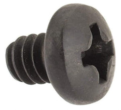 Made in USA - #6-32 UNC, 3/16" Length Under Head Phillips Drive Machine Screw - Pan Head, Grade 300 Stainless Steel, Black Oxide Finish, Without Washer - Industrial Tool & Supply