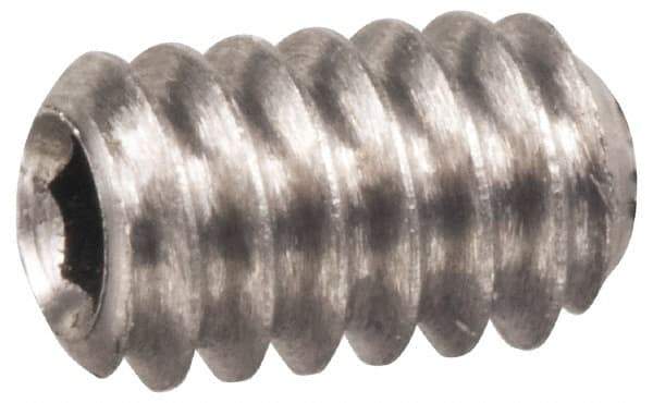 Made in USA - #8-32 UNC, 1/4" OAL, Cup Point Set Screw - Grade 303 Stainless Steel, 5/64" Key - Industrial Tool & Supply