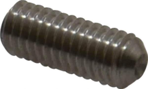 Made in USA - #10-32 UNF, 1/2" OAL, Cup Point Set Screw - Grade 303 Stainless Steel, 3/32" Key - Industrial Tool & Supply