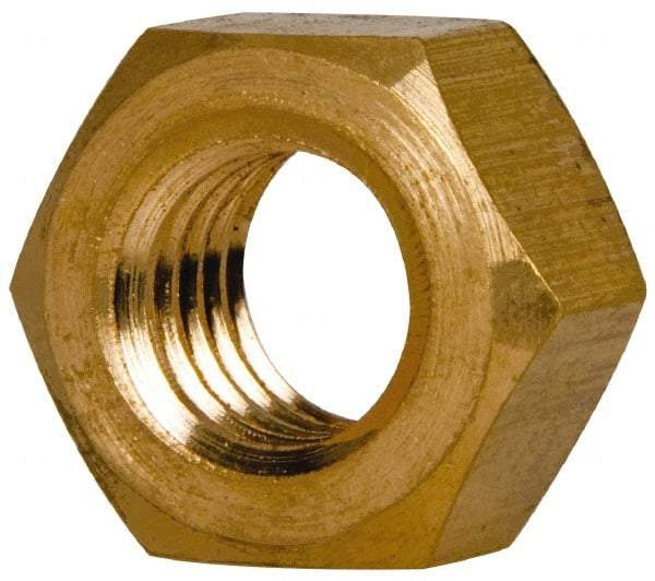 Value Collection - 7/16-14 UNC Brass Right Hand Hex Nut - 11/16" Across Flats, 3/8" High, Brass Finish - Industrial Tool & Supply