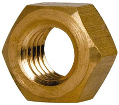 Value Collection - 7/16-14 UNC Brass Right Hand Hex Nut - 11/16" Across Flats, 3/8" High, Brass Finish - Industrial Tool & Supply