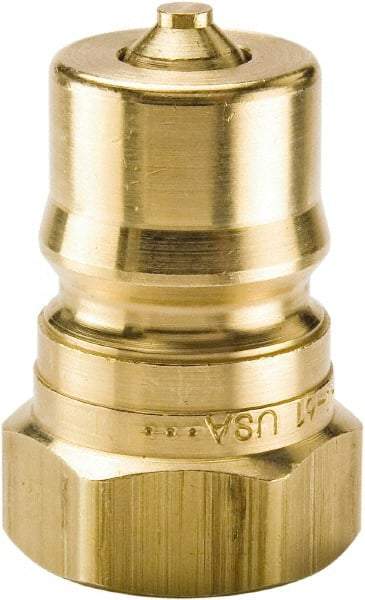 Parker - 1 NPTF Brass Hydraulic Hose Female Pipe Thread Nipple - 1,000 psi, 50 GPM - Industrial Tool & Supply