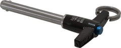 Jergens - 5/16" Diam, 2" Usable Length, T Handle, Push Button Quick Release Pin - 3-5/8" Overall Length, Grade 17-4 Stainless Steel, Passivated Finish - Industrial Tool & Supply