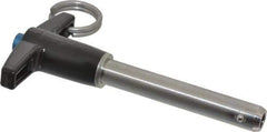 Jergens - 3/8" Diam, 2" Usable Length, T Handle, Push Button Quick Release Pin - 3-7/8" OAL, Grade 17-4 Stainless Steel, Passivated Finish - Industrial Tool & Supply