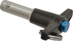 Jergens - 1/2" Diam, 1" Usable Length, T Handle, Push Button Quick Release Pin - 3-1/8" OAL, Grade 17-4 Stainless Steel, Passivated Finish - Industrial Tool & Supply