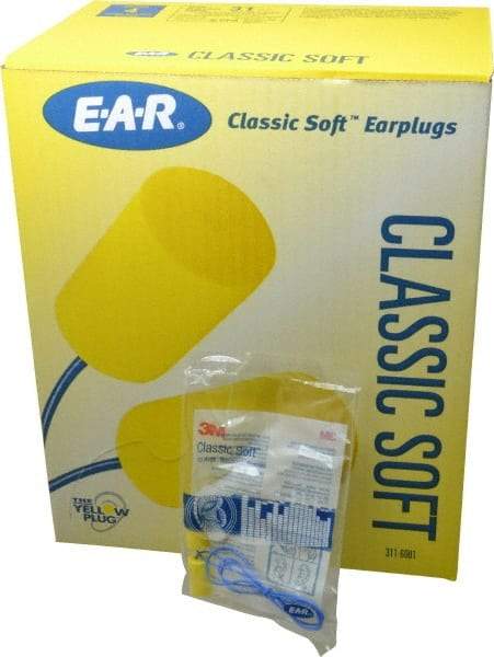 3M - Disposable, Corded, 31 dB, Barrel Earplugs - Yellow, 200 Pairs - Industrial Tool & Supply