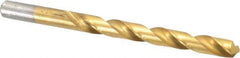 Chicago-Latrobe - Letter T 118° High Speed Steel Jobber Drill - TiN Finish, Right Hand Cut, Spiral Flute, Straight Shank, 4-7/8" OAL, Standard Point - Industrial Tool & Supply