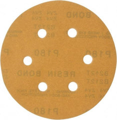 Made in USA - 6" Diam, 180 Grit, Aluminum Oxide Hook & Loop Disc - Very Fine Grade, Coated, C Weight Paper Backing, - Industrial Tool & Supply
