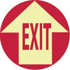 NMC - Exit, Anti-Skid Polyester Floor Sign - Round, Red on Glow (Yellow), Adhesive Backed, For Exit, Entrance & Directional - Industrial Tool & Supply